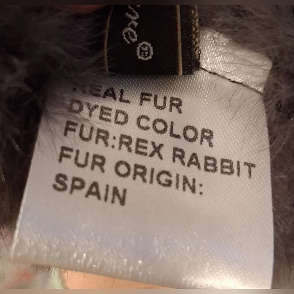 EUC Belle Fare Ottawa Grey & Aqua Rex Rabbit Elegant Luxury Pull-Thru Scarf Wrap
